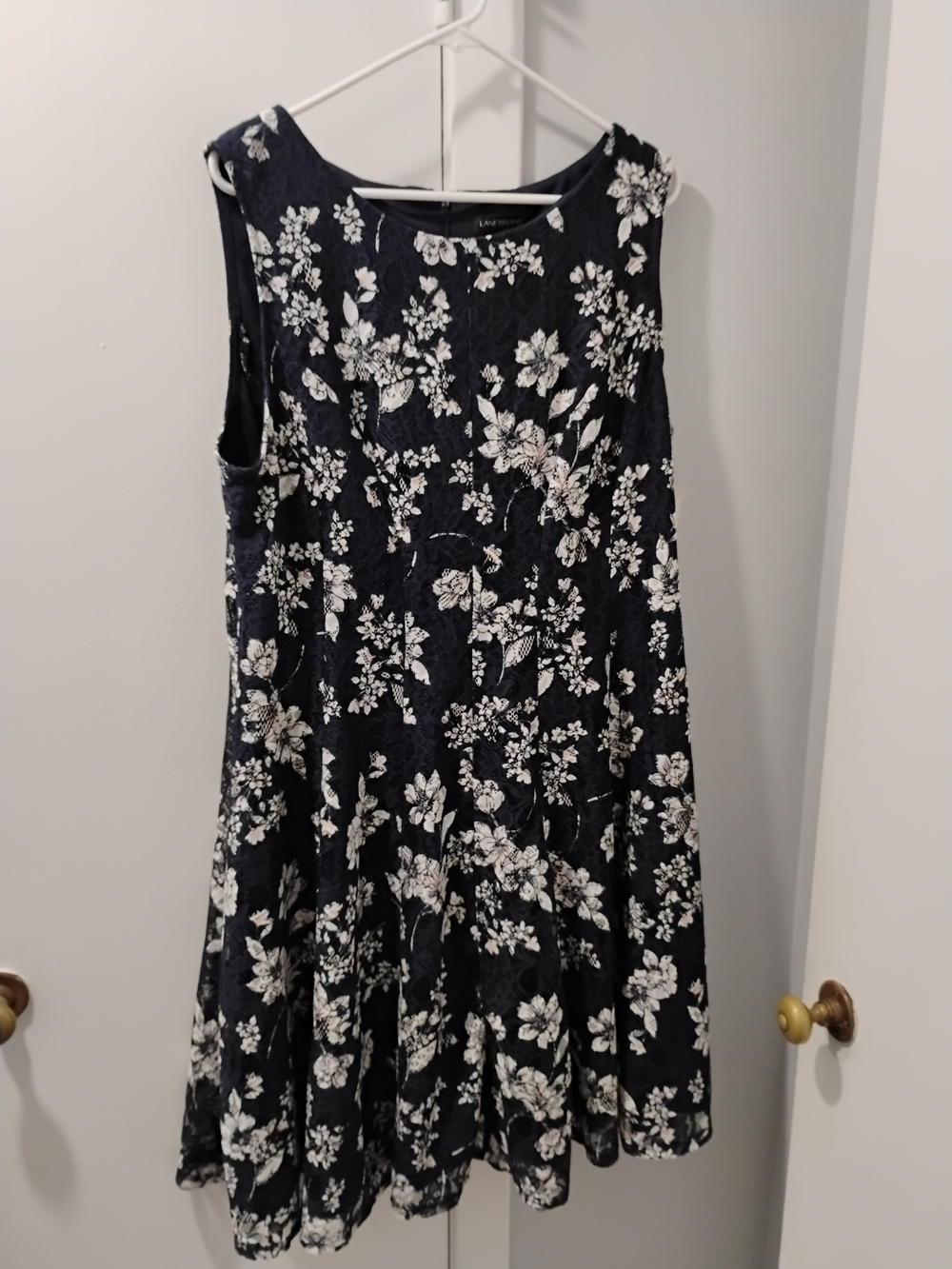 Lane Bryant Navy Blue Floral A-Line Dress